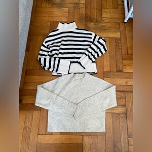 Bundle (2) Striped Black ( H&M XS)  - Ivory Sweater (Univ. Thread S)